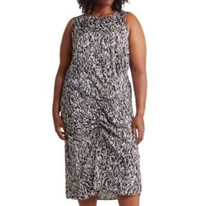 Nordstrom Rack Shirred Black Trailing Vines Midi Dress Size XXS